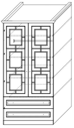 Шкаф 2-дверный с зеркалом с ящиками Каталея NEW