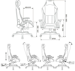 Кресло компьютерное Zombie HERO BATTLEZONE PRO, 2 подушки, экокожа/ткань, черное/красное, 1535352