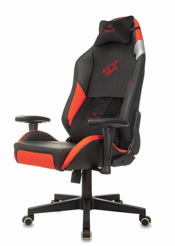 Кресло компьютерное Zombie HERO BATTLEZONE PRO, 2 подушки, экокожа/ткань, черное/красное, 1535352