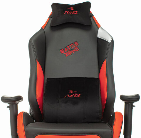 Кресло компьютерное Zombie HERO BATTLEZONE PRO, 2 подушки, экокожа/ткань, черное/красное, 1535352