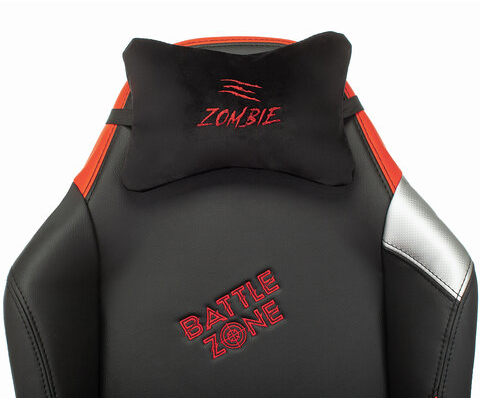 Кресло компьютерное Zombie HERO BATTLEZONE PRO, 2 подушки, экокожа/ткань, черное/красное, 1535352