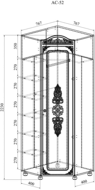 Шкаф угловой Ассоль АС-52K (левый) белое дерево
