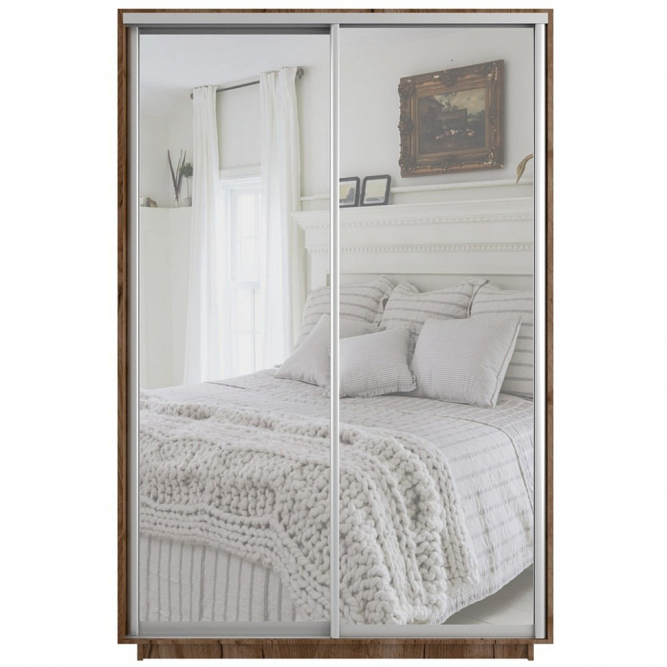 Шкаф-купе Экспресс 2-х дверный ( Зеркало) Крафт табачный