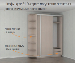 Шкаф-купе Экспресс 2-х дверный ( Зеркало) Крафт табачный