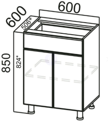 Стол-рабочий С600яс (с ящиком и створками) Модерн Нью