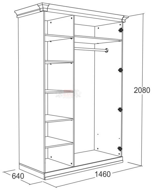 Шкаф 3-х дв. для одежды и белья Ольга 18