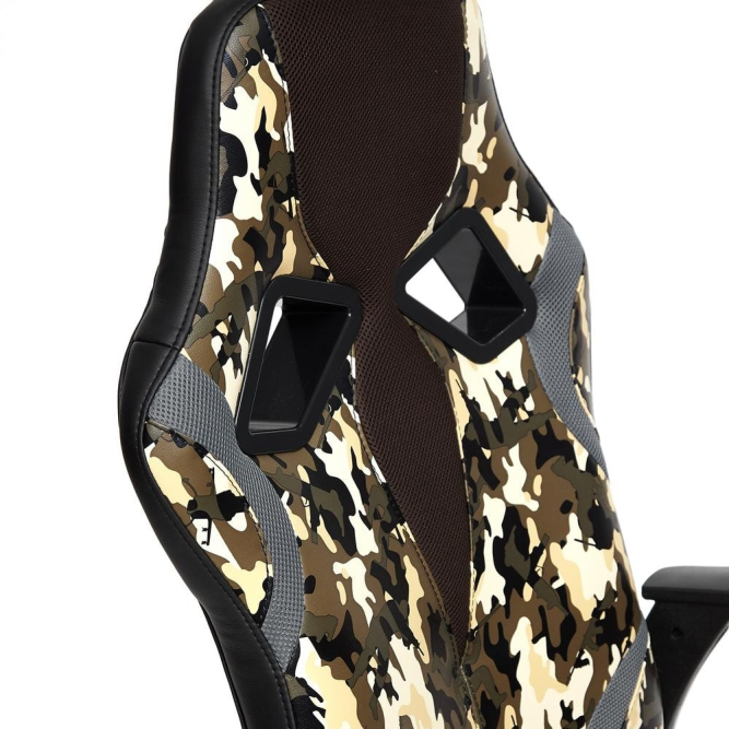 Кресло RUNNER MILITARY кож/зам/ткань, хаки/коричневый/серый