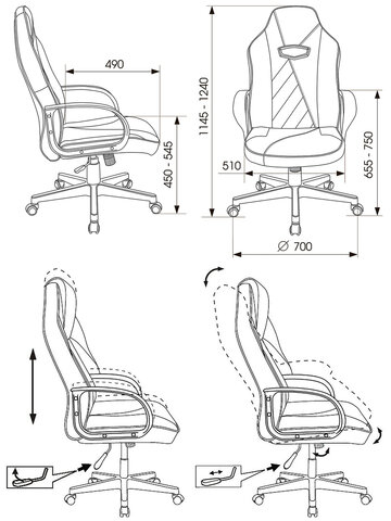 Кресло компьютерное Zombie VIKING XS, экокожа, черное/красное, 1443134