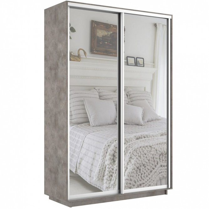 Шкаф-купе Экспресс 2-х дверный ( Зеркало) Бетон