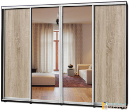 Шкаф купе 4х дв Комби 1 Дуб сонома|Зеркало