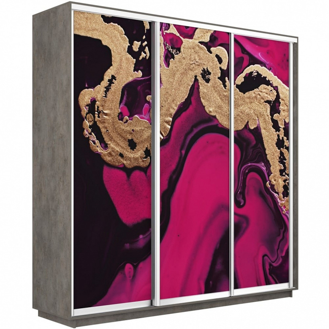 Шкаф-купе Экспресс 3-х дверный (Фото №1005 Абстракция розовая)