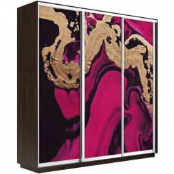 Шкаф-купе Экспресс 3-х дверный (Фото №1005 Абстракция розовая)
