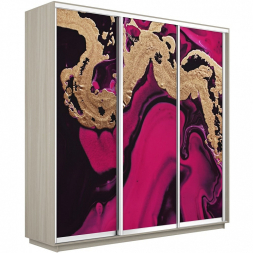 Шкаф-купе Экспресс 3-х дверный (Фото №1005 Абстракция розовая)