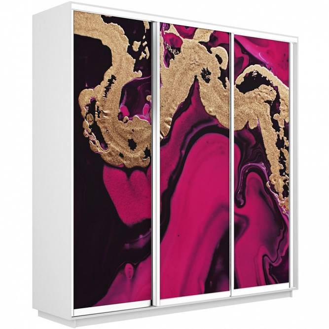 Шкаф-купе Экспресс 3-х дверный (Фото №1005 Абстракция розовая)