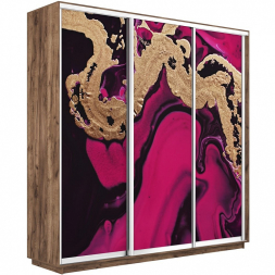 Шкаф-купе Экспресс 3-х дверный (Фото №1005 Абстракция розовая)