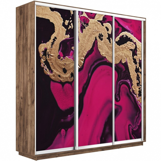 Шкаф-купе Экспресс 3-х дверный (Фото №1005 Абстракция розовая)