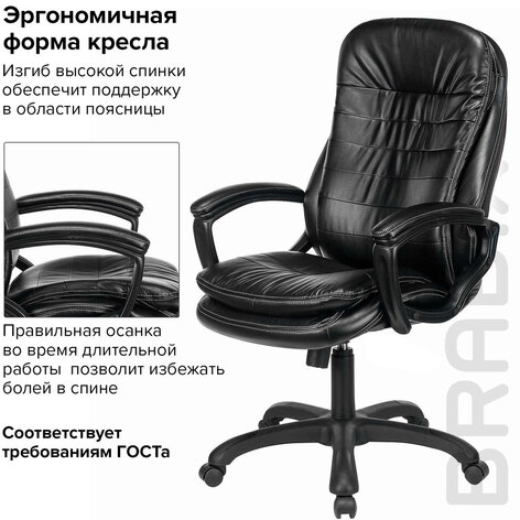 Кресло офисное BRABIX PREMIUM "Omega EX-589", экокожа, черное, 532094