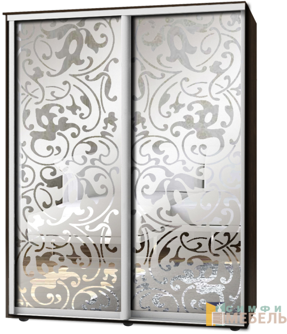 Шкаф-купе 2х дв Стандарт Пескоструй фон матовый № 56