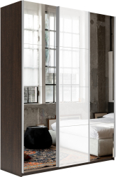 Шкаф-купе Прайм 3-х дверный (Зеркало/Стекло белое/Зеркало) Венге