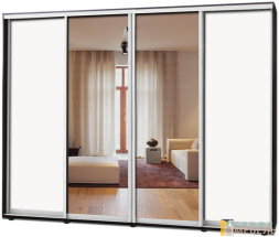 Шкаф купе 4х дв Комби 1 Белый|Зеркало