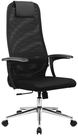 Кресло BRABIX PREMIUM "Ultimate EX-801" хром, плотная двойная сетка Х2, черное, 532917