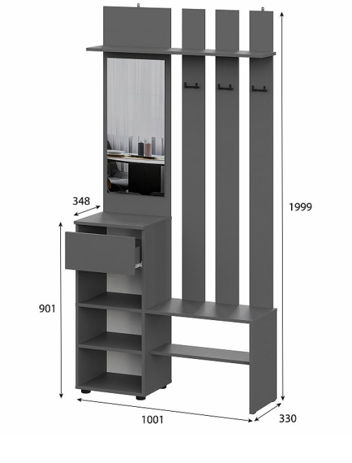 Вешалка с зеркалом Денвер (NN)