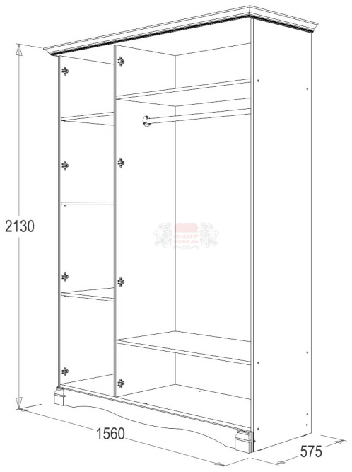 Шкаф 3-х дв. для одежды и белья Ольга 1Н