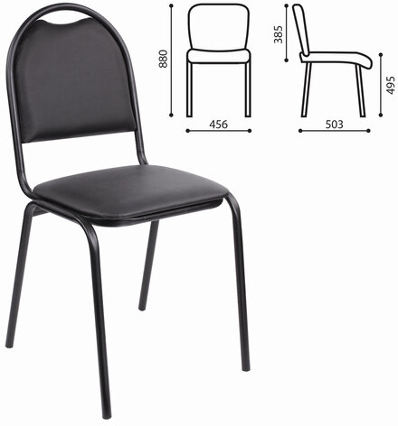 Стул для посетителей РС00Л, черный каркас, кожзам черный