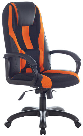 Кресло компьютерное BRABIX PREMIUM "Rapid GM-102", НАГРУЗКА 180 кг, экокожа/ткань, черно/оранжевое, 532420, GM-102_532420