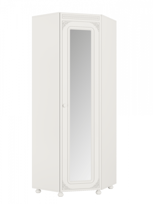 Шкаф угловой Ассоль АС-52K с зеркалом (правый) белое дерево