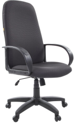 Кресло офисное СН 279, высокая спинка, с подлокотниками, черное-серое, 1138104