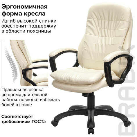 Кресло офисное BRABIX PREMIUM "Omega EX-589", экокожа, бежевое, 532095