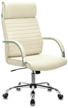 Кресло офисное T-8010N, хром, экокожа, бежевое, 1365102