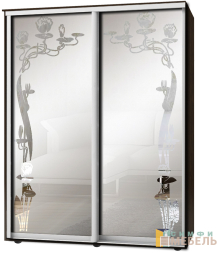 Шкаф-купе 2х дв Стандарт Пескоструй фон матовый № 57