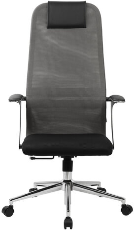 Кресло офисное BRABIX PREMIUM "Ultimate EX-801" хром, плотная двойная сетка Х2, черное/серое, 532918