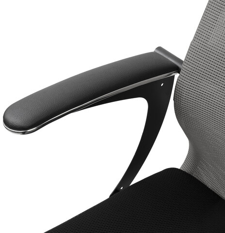 Кресло офисное BRABIX PREMIUM "Ultimate EX-801" хром, плотная двойная сетка Х2, черное/серое, 532918