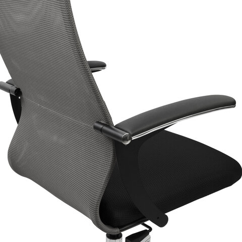 Кресло офисное BRABIX PREMIUM "Ultimate EX-801" хром, плотная двойная сетка Х2, черное/серое, 532918