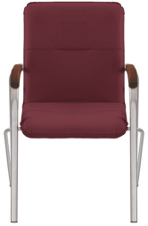 Кресло для приемных и переговорных "Samba" (дерево 1.023), хромированный каркас, кожзам бордовый V-25