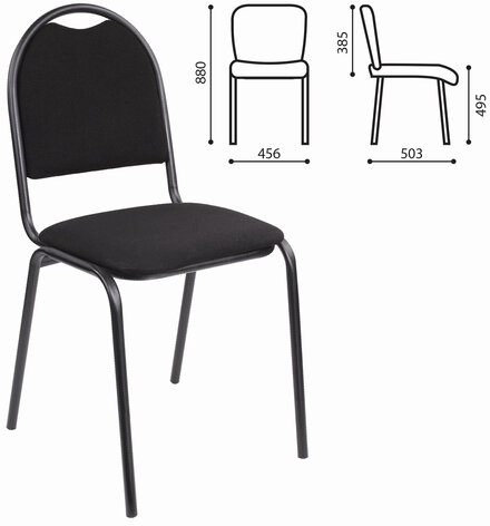 Стул для посетителей РС00Л, черный каркас, ткань черная