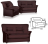 Диван мягкий двухместный "Премьер", "V-100", 1400х880х880 мм, c подлокотниками, экокожа, коричневый