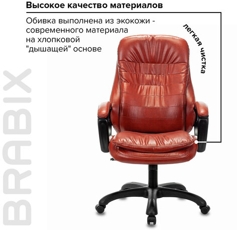 Кресло офисное BRABIX PREMIUM "Omega EX-589", экокожа, коричневое, 532096