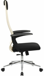 Кресло офисное BRABIX PREMIUM &quot;Ultimate EX-801&quot; хром, плотная двойная сетка Х2, черное/бежевое, 532919