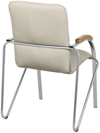 Кресло для приемных и переговорных "Samba", деревянные накладки, хромированный каркас, кожзам бежевый