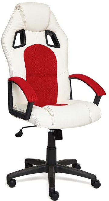 Кресло DRIVER кож/зам/ткань, белый/красный, 36-01/08