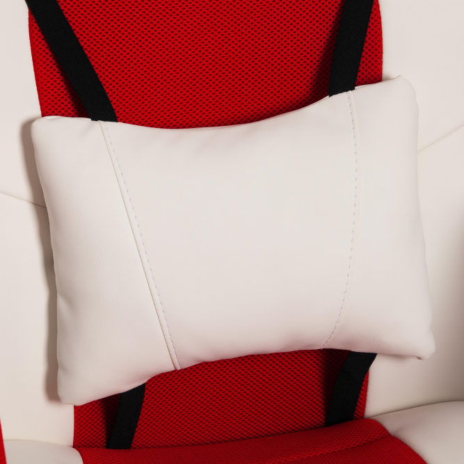 Кресло DRIVER кож/зам/ткань, белый/красный, 36-01/08