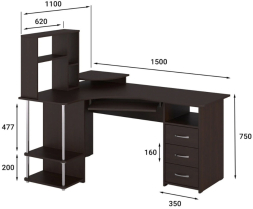 Стол компьютерный С-237 с полкой СЕ-237