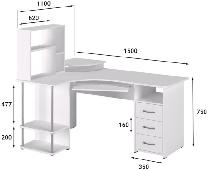 Стол компьютерный С-237 с полкой СЕ-237