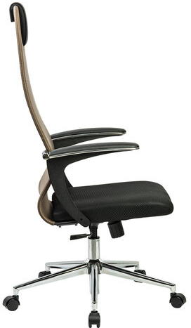Кресло BRABIX PREMIUM "Ultimate EX-801" хром, плотная двойная сетка Х2, черное/коричневое, 532920