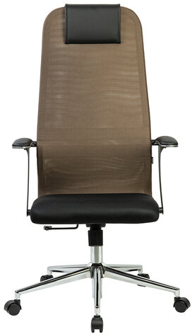 Кресло BRABIX PREMIUM "Ultimate EX-801" хром, плотная двойная сетка Х2, черное/коричневое, 532920