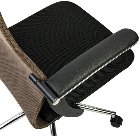 Кресло BRABIX PREMIUM "Ultimate EX-801" хром, плотная двойная сетка Х2, черное/коричневое, 532920
